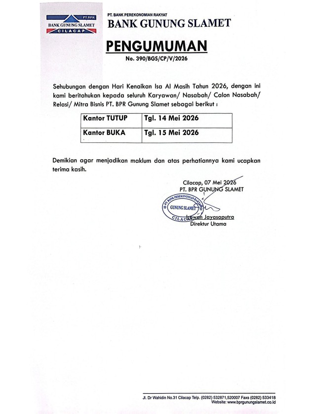 Pengumuman Libur Hari Kenaikan Isa Al Masih