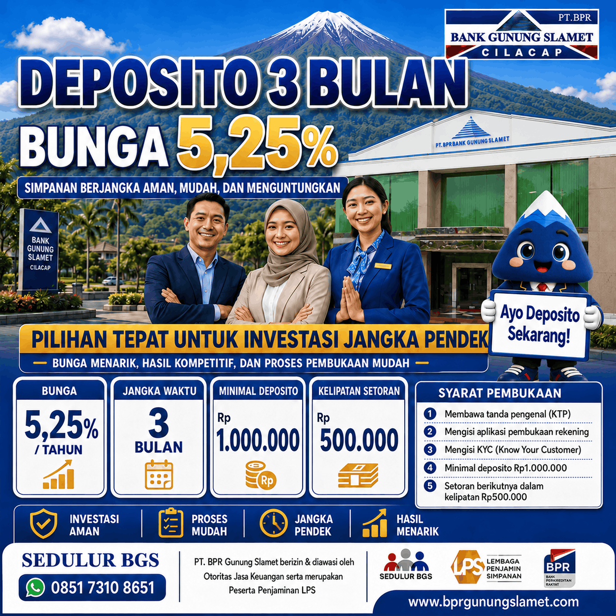 Deposito 3 Bulan Bunga 5,25%